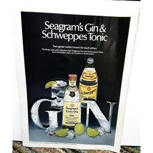 1981 Seagrams Gin and Schweppes Tonic Original Print Ad
